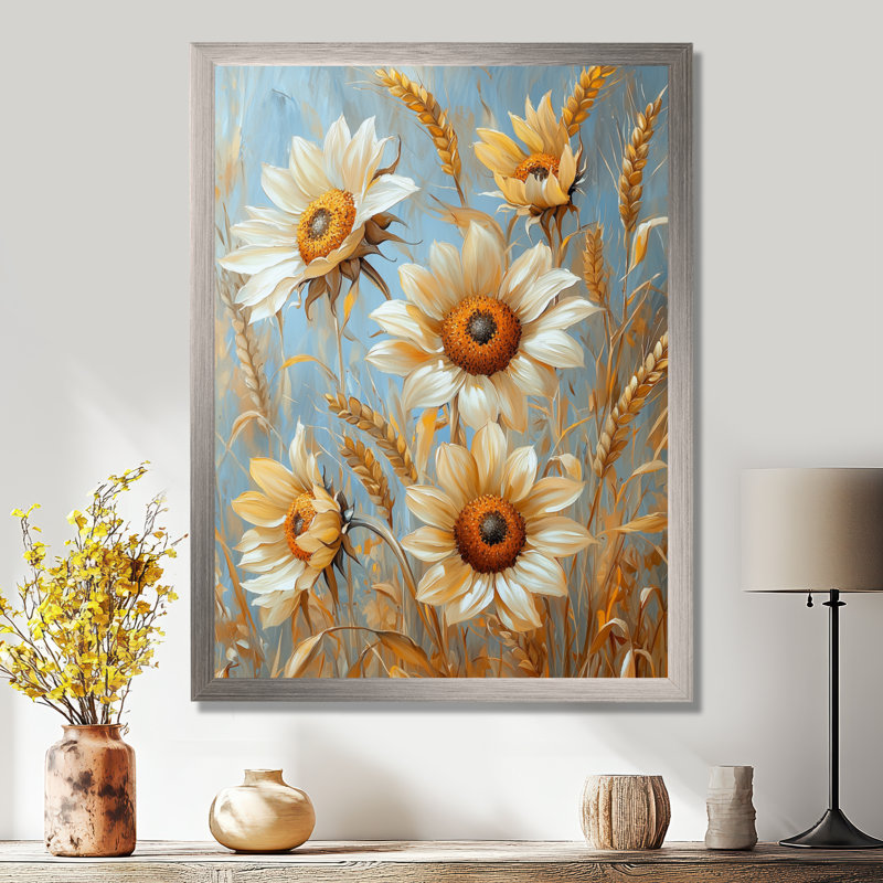 Dirrick - impressions sur toile florales, Argent argent, H 44 po x l 34 po, Reproduction encadrée d'une seule photo