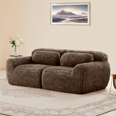 Boneless 80.4'' Modular Sectional Sofa Couches, Soft And Fluffy Plush Fabric,boneless Sofa,32d High Density Sponge Ergonomic Design,free Combination Buckle Connection For Bedroom,study,home Theater