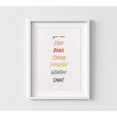 You Are Affirmation Art Print - Watercolor Paper with Frame Choices