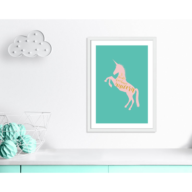«Aurait dû être une licorne», art encadré, H 34,5 po x l 24,5 po x P 0,63 po, Cadre blanc