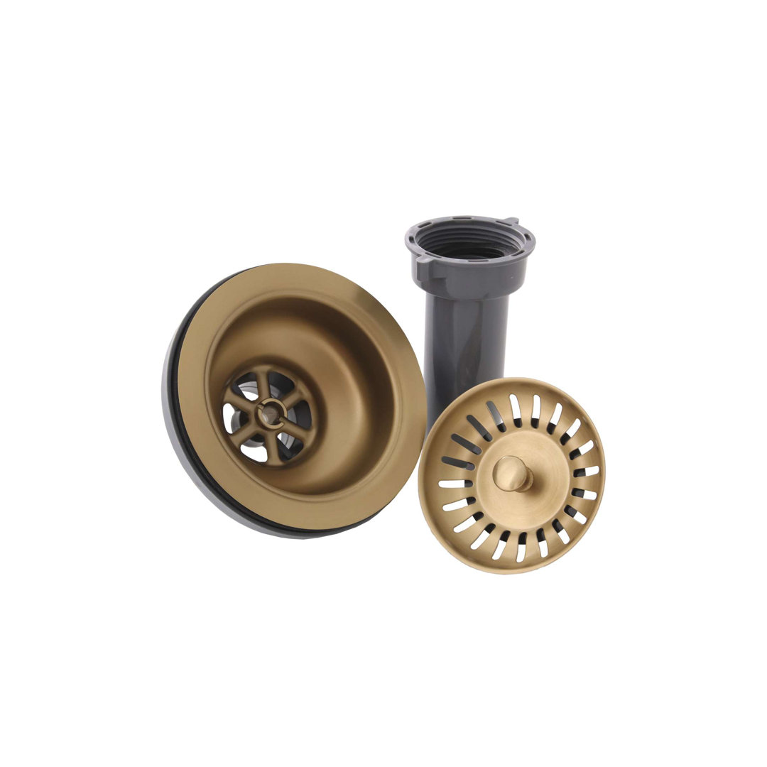 Stylish 3.5" Brushed Gold Stainless Steel Kitchen Sink Strainer with Removable Basket STYLISH