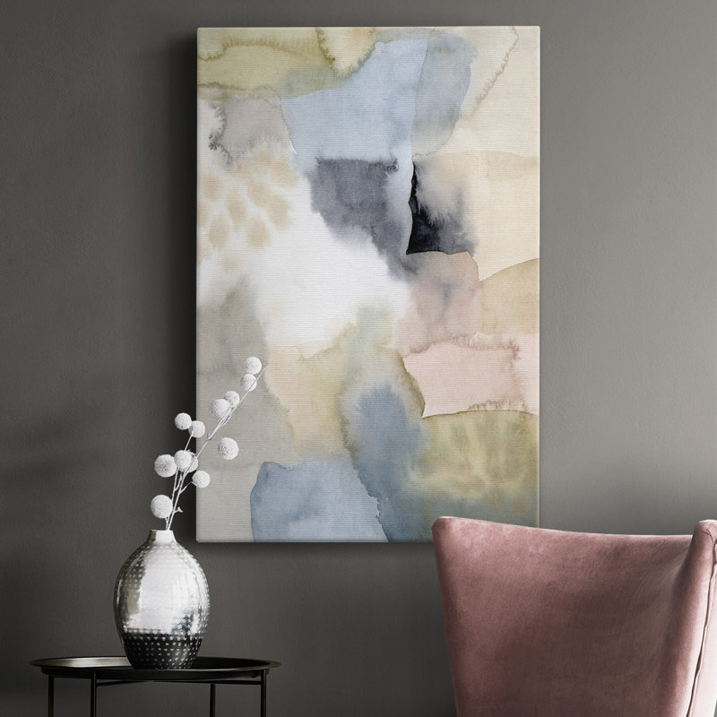 Salmon Rocks II - peinture sur toile tendue, H 48 po x l 32 po x P 1 po