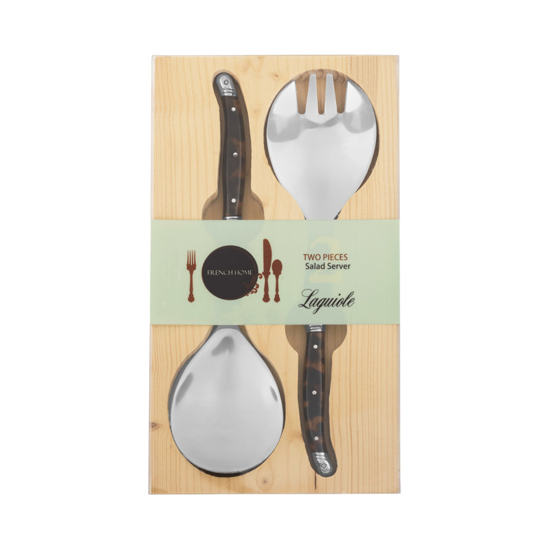 French Home 2-Piece Set Of Laguiole Connoisseur Tortoise Shell Salad Servers