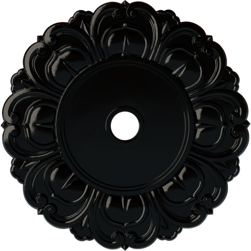 Endurathane Angel Ceiling Medallion, 32 1/4"OD x 3 5/8"ID x 1 1/8"P (Fits Canopies up to 15 3/4"), Hand-Painted Black Pearl Finish