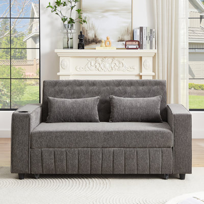 Canapé-lit convertible avec causeuse convertible avec dossier réglable, rangement, ports USB et porte-gobelets pour des espaces de vie confortables