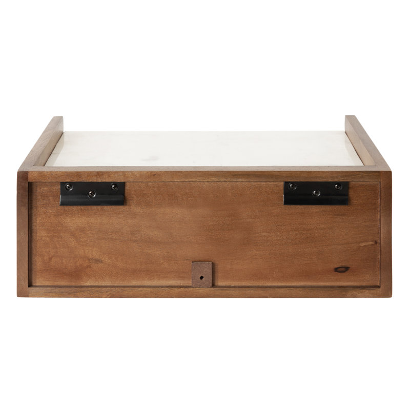 Benning Poplar Floating Shelf with Drawer, Dark Brown