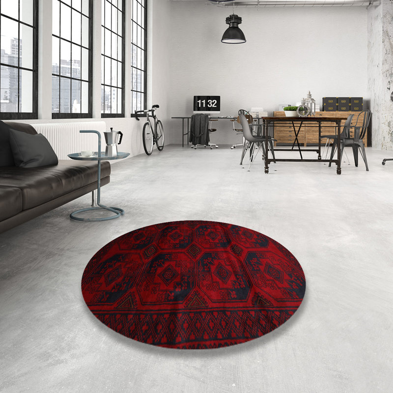 Tapis rouge à motif sud-ouest, Rond 8 pi