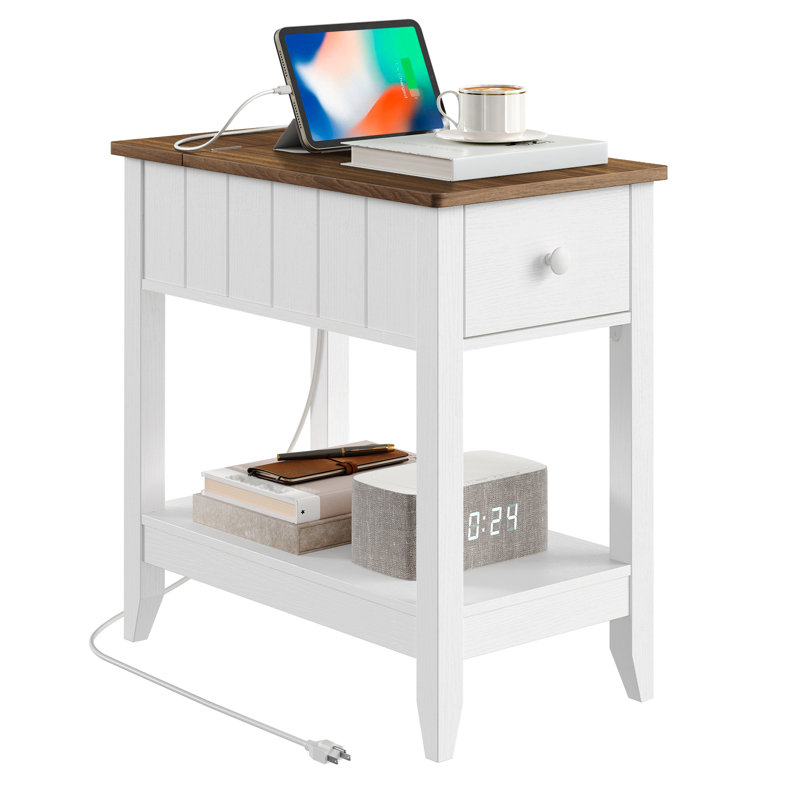Yoland 23.6'' Tall End Table with Storage and Built-In Outlets