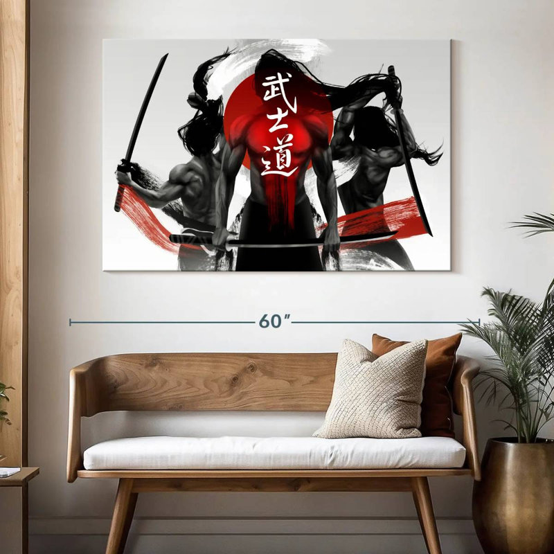 Leisha Three Samurais, H 34 po x l 51 po
