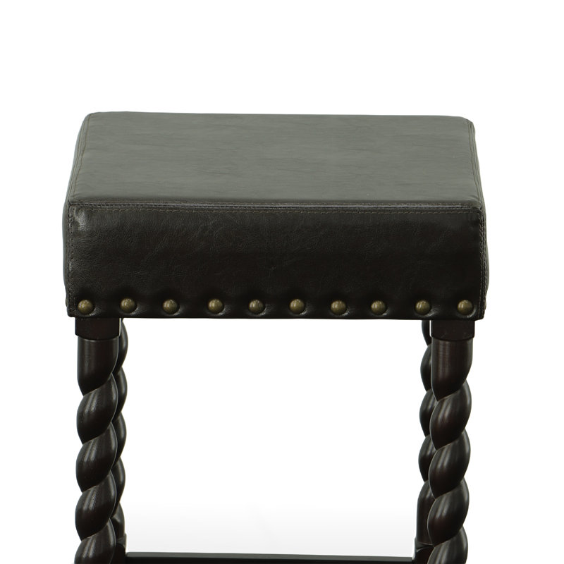 Elegant Black 30 Inch Barstool with Barley Twist Legs and Linen Upholstery, Bar Stool (30" Seat Height)