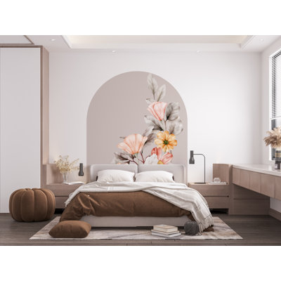 Flower Arch Wall Decal, Bed Arch Sticker, Hedboard Wall Decal, Arch Wall Decal, Marble Wall Decal, Wall Decal, Super King Bed Arch 359RS