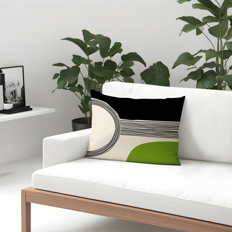 Housse et insert de coussin rectangulaire intérieur / extérieur Cassie, Chartreuse, H 14 po x l 20 po