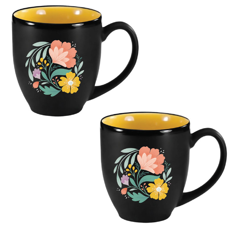 Floral Study I 16 oz Bistro Mug Set, 2