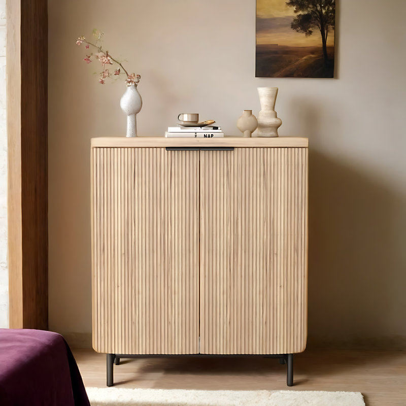 Buffet Mid-Century et Scandinavian, H 35,45 po x l 30,31 po x P 16,53 po, Jaune