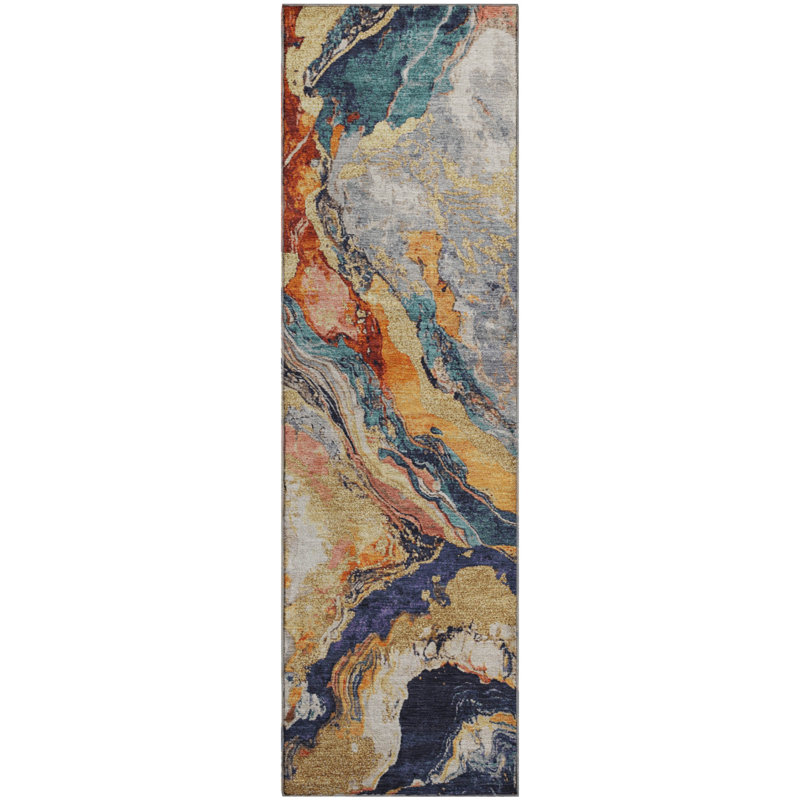 Premium Machine Washable Jakiyra AMF1908 Abstract Rug, Runner 2'3" x 7'6"