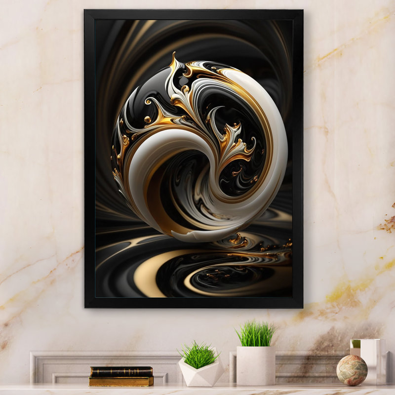 " Liquid White Stained Glass IV ", 40" H x 30" W x 1.5" D, Black Picture Frame