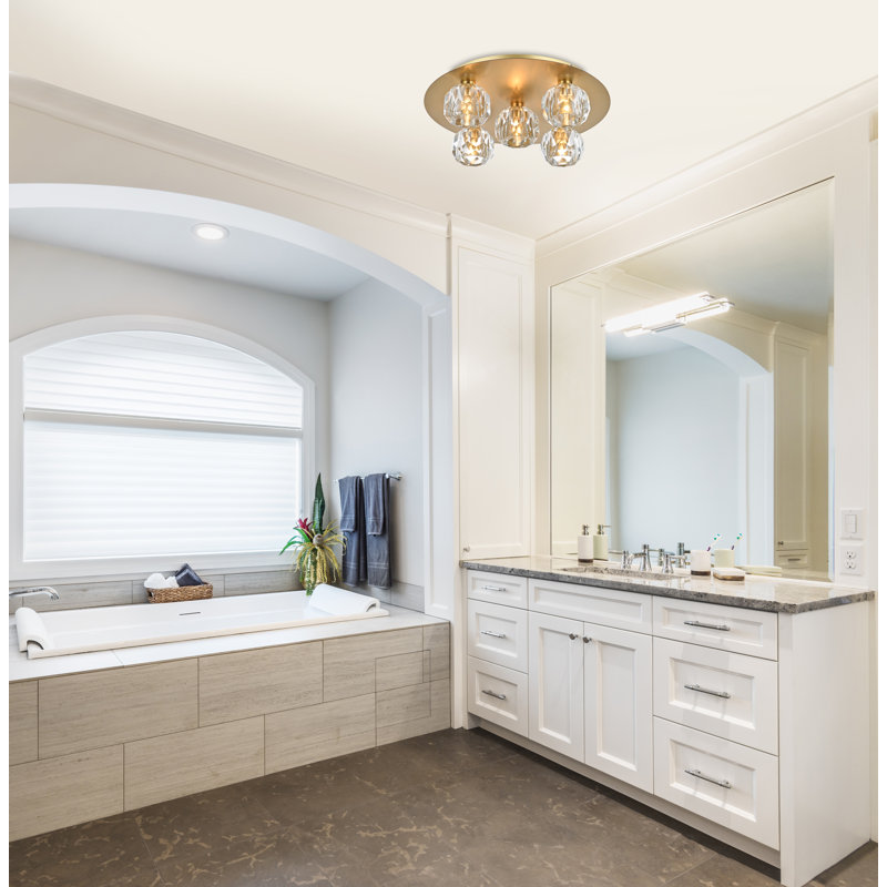 Plafonnier encastré en cristal Whitchurch, 5 lumières, Nickel, H 4 po x l 16 po x P 16 po