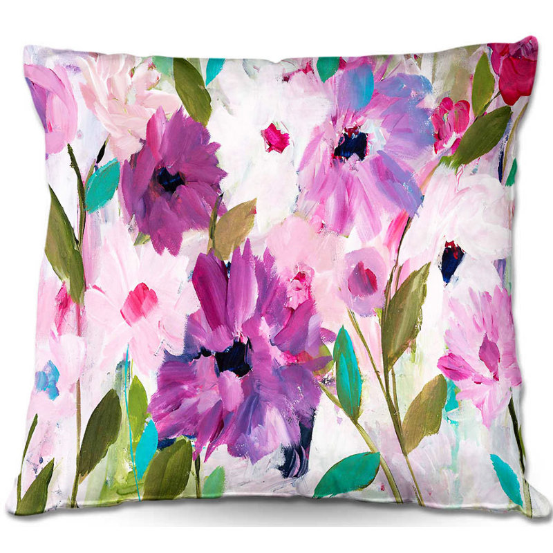 Blossoming Flowers Throw Pillow, 16" H x 16" W x 4" D