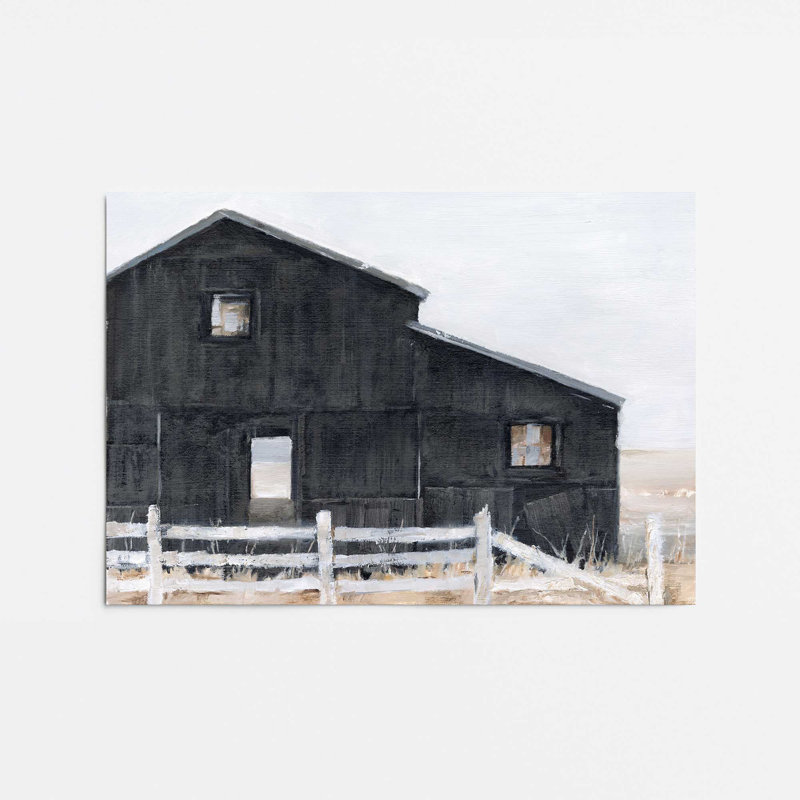 Grange noire patinée I, Sans cadre, papier, H 12 po x l 16 po