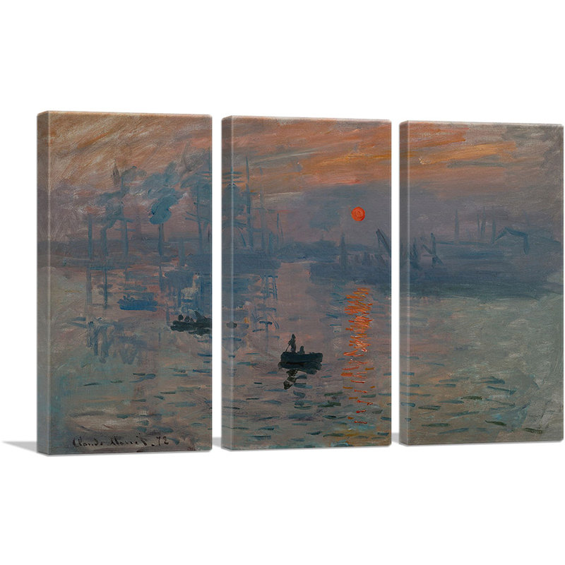 «Impression Sunrise» par Claude Monet, ensemble de 3 reproductions d'art sur toiles tendues, H 40 po x l 60 po x 1,5 po