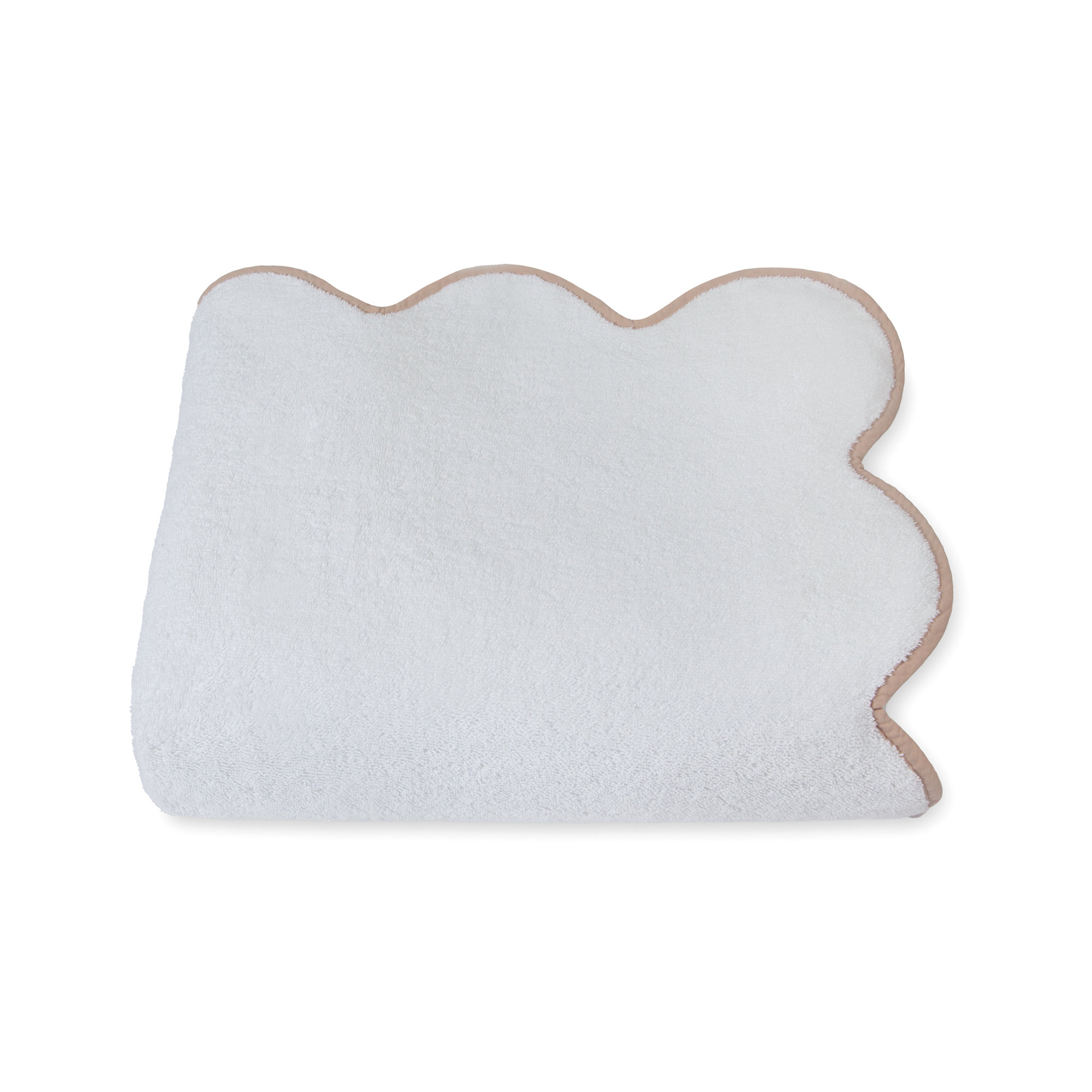 Charish Scalloped Bath Towel, White/Brown