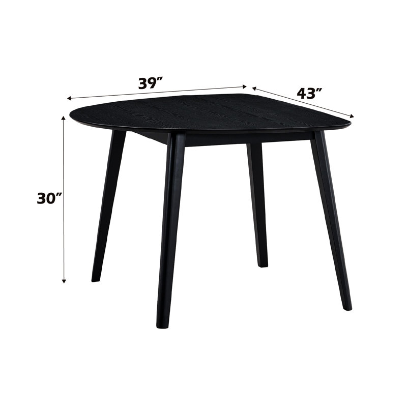 Table de salle à manger fixe noire, fabrication, surface de placage en frêne de limite de poids de 100 lb, 38,08 po Profondeur du produit