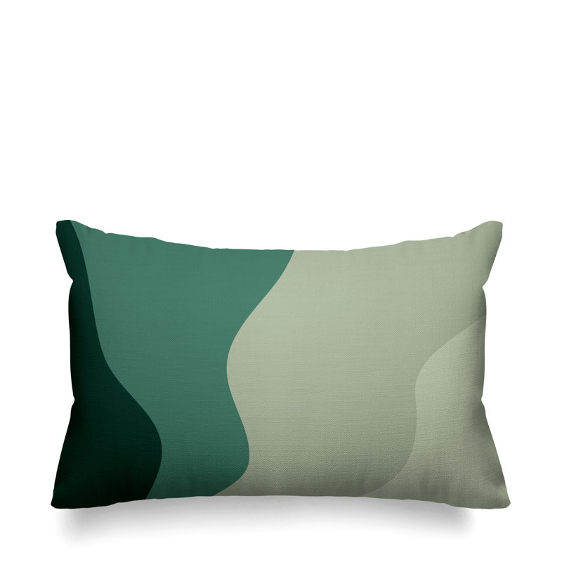 Coussin décoratif intérieur / extérieur Bunko Abstract, Émeraude, 14 po x 20 po, Rectangle