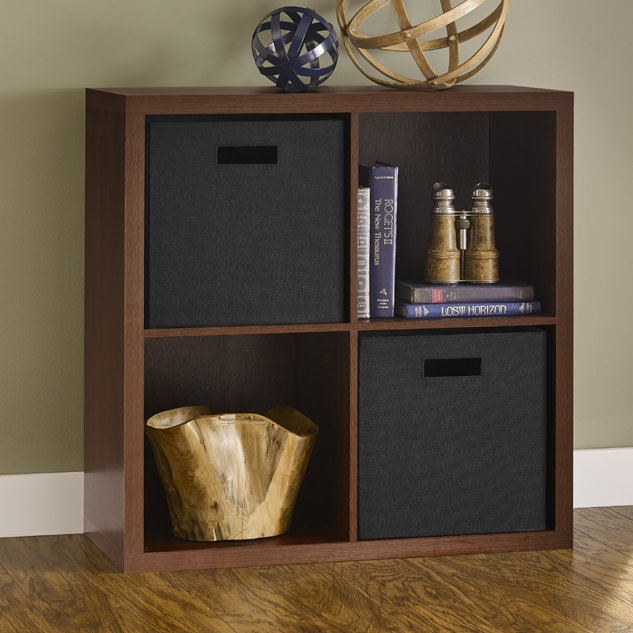 Decorative Storage 4 Cube Book Shelf, Dark Chestnut