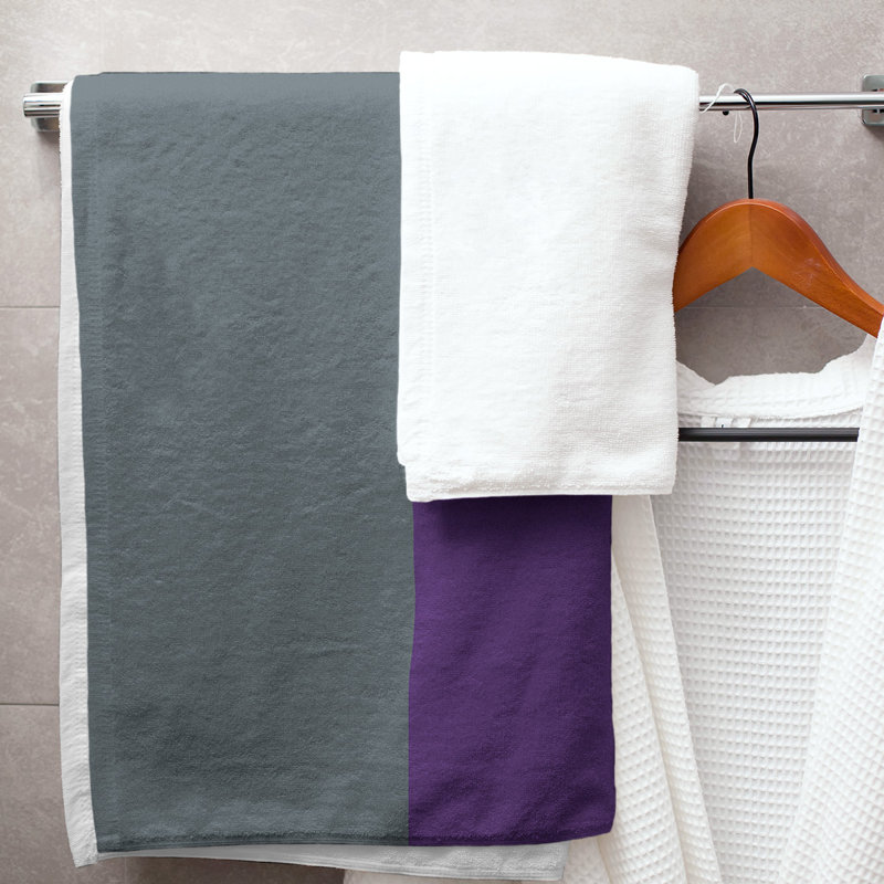 Lightweight Bath Towel, Slate Gray/Purple/Slate Gray