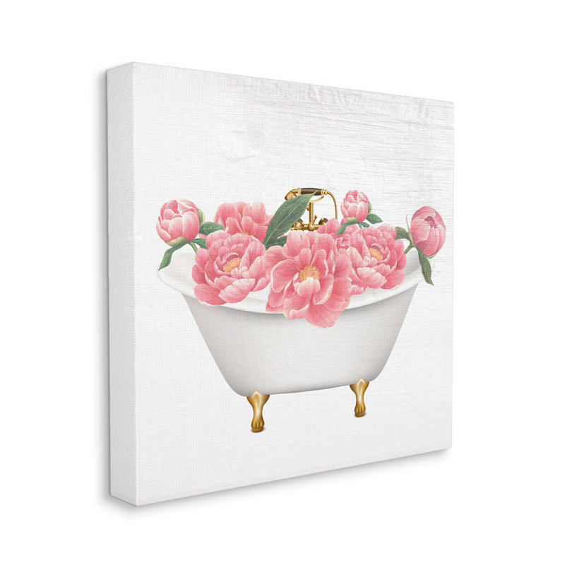 «Budding Peony», art mural rétro sur toile par Lil 'Rue, H 24 po x l 24 po x P 1,5 po