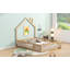 Charmant lit plateforme en bois pleine grandeur avec garde-corps, parfait pour les chambres d'enfants et un décor créatif-531694395