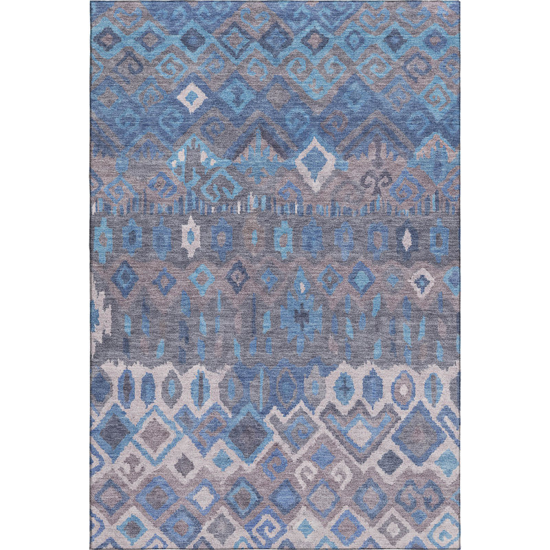 Premium Machine Washable Mayfield AMF2304 Casual Rug, Blue, 3' x 5'