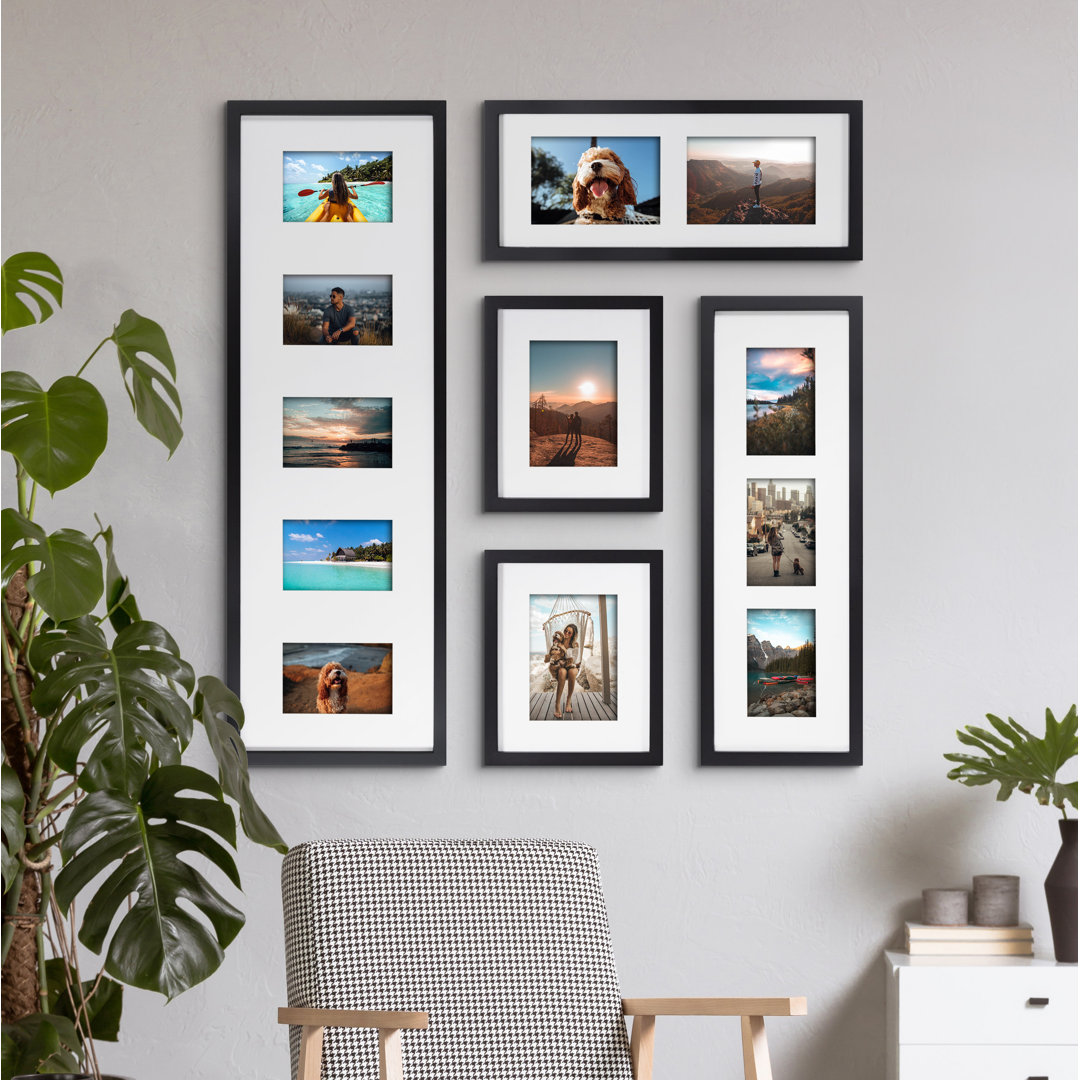 Edenfield Black Matte Picture Frame - Set of 5 with Mat Canora Grey