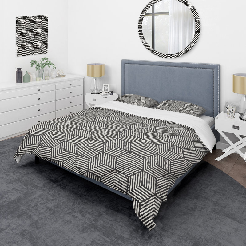 Ensemble de housse de couette en microfibre noir / blanc 2 pièces, Housse de couette pour très grand lit et 2 très