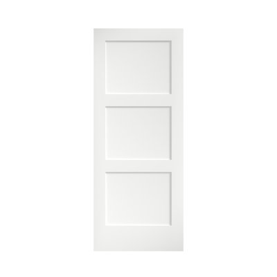 80-in 3-Panel Equal Shaker Solid Wood Primed Slab Door
