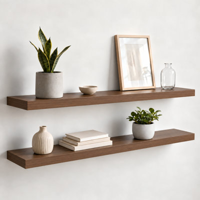 2-Piece Floating Wall Shelves, 9.3" Deep, Wall-Mounted Design