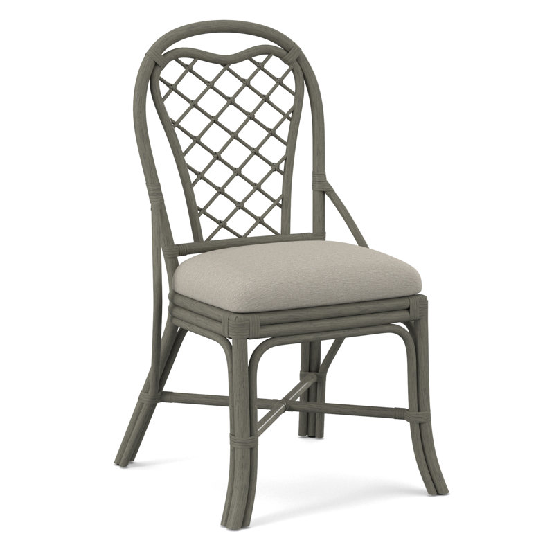 Trellis Back Side Dining Chair, White Performance Fabric; 0851-94, Greystone