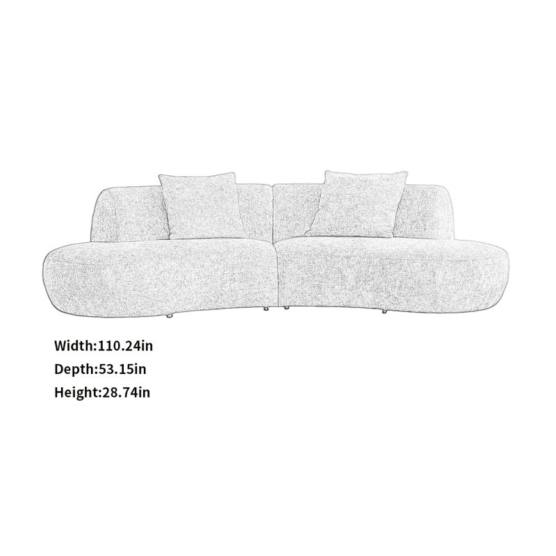 Canapé Creative Minimalist, H 28,74 po x l 110,24 po x P 53,15 po, 4