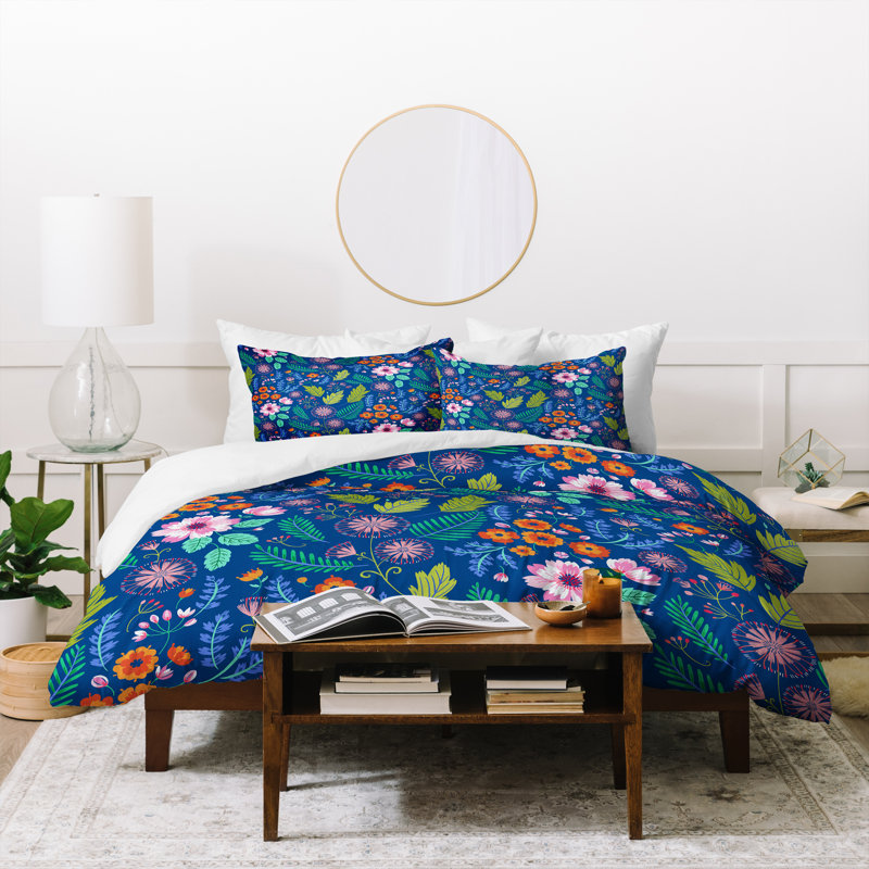Modern & Contemporary Polyester Floral Duvet Cover, Twin Duvet Cover + 1 Standard Pillowcase