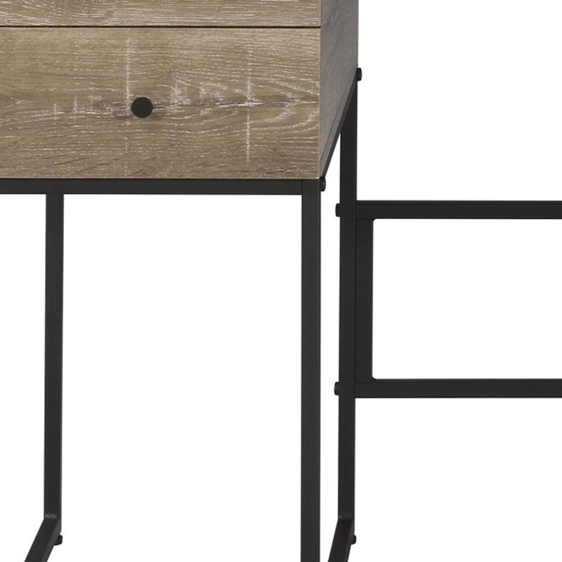 Bureau 47 po avec quatre tiroirs brun et noir
