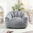 Dark Gray Faux Fur Giant Bean Bag Chair, Foam Filled Lazy Sofa