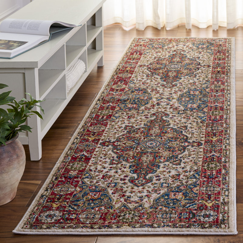 Tapis performance oriental Kurtz, Tapis de couloir 2 pi 6 po x 8 pi, Ivory/Blue