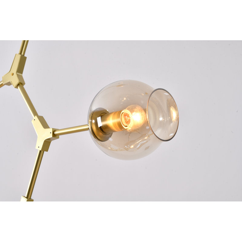 9-Light Gold Chandelier With Clear Glass Shades