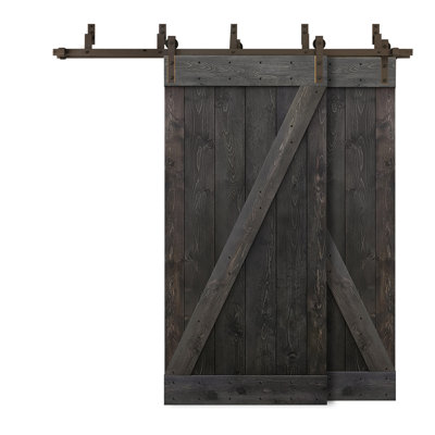 Porte de grange à panneaux et en bois avec quincaillerie d'installation