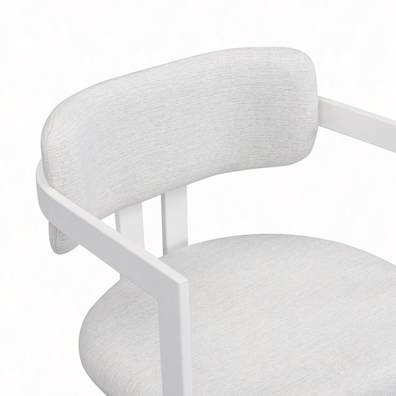 Ensemble de 2 chaises de salle à manger rembourrées en tissu avec structure en métal, capacité de poids de 265 lb, Blanc