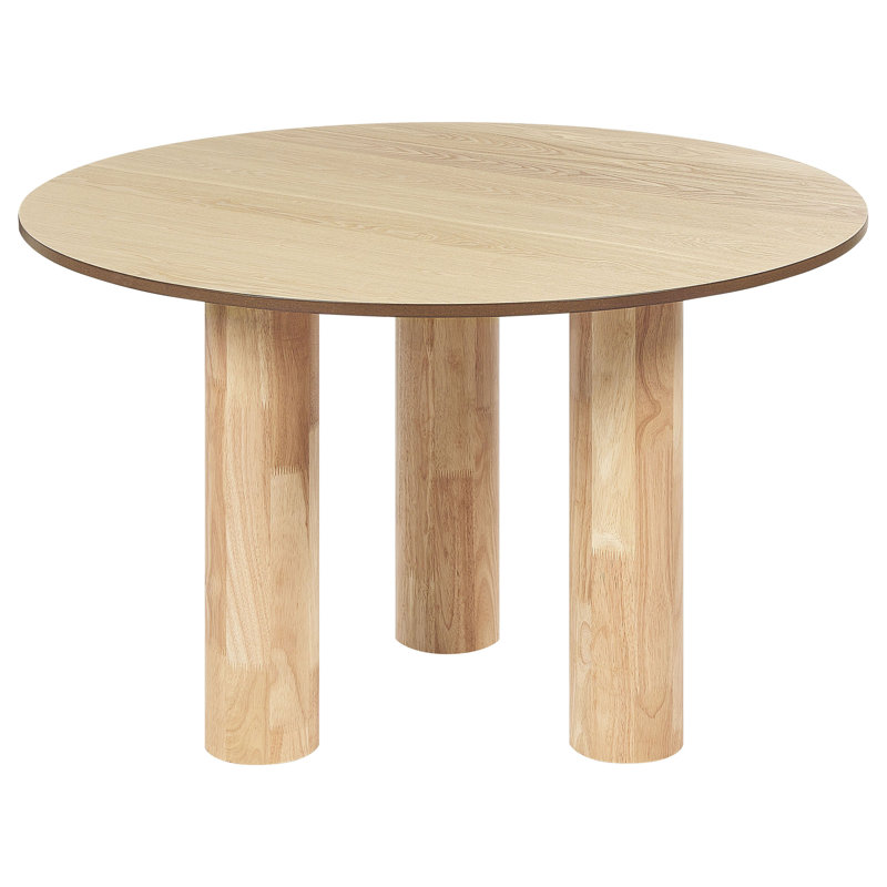 Aurelya Round Solid Wood Base Dining Table, Light Wood