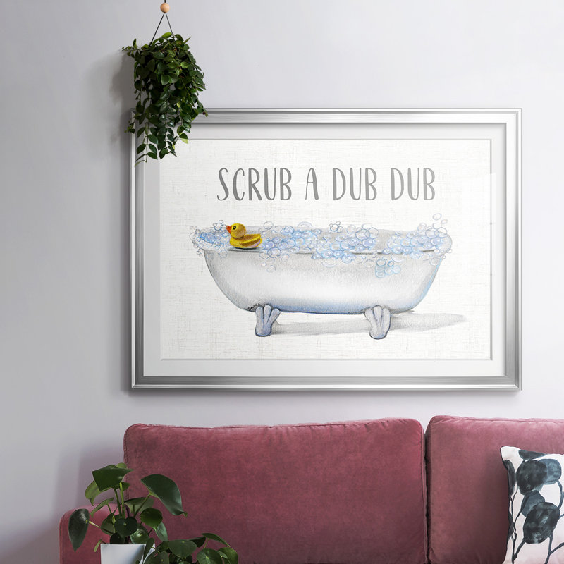 Scrub A Dub, reproduction d'art encadrée, H 15 po x l 21 po x P 1,5 po, Argent