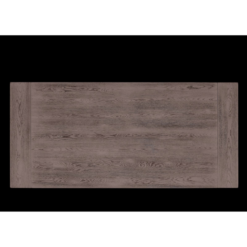 Table de salle à manger grise patinée avec plateau en bois de 70 mm d'épaisseur et structure de support rectangulaire à double piédestal Empire