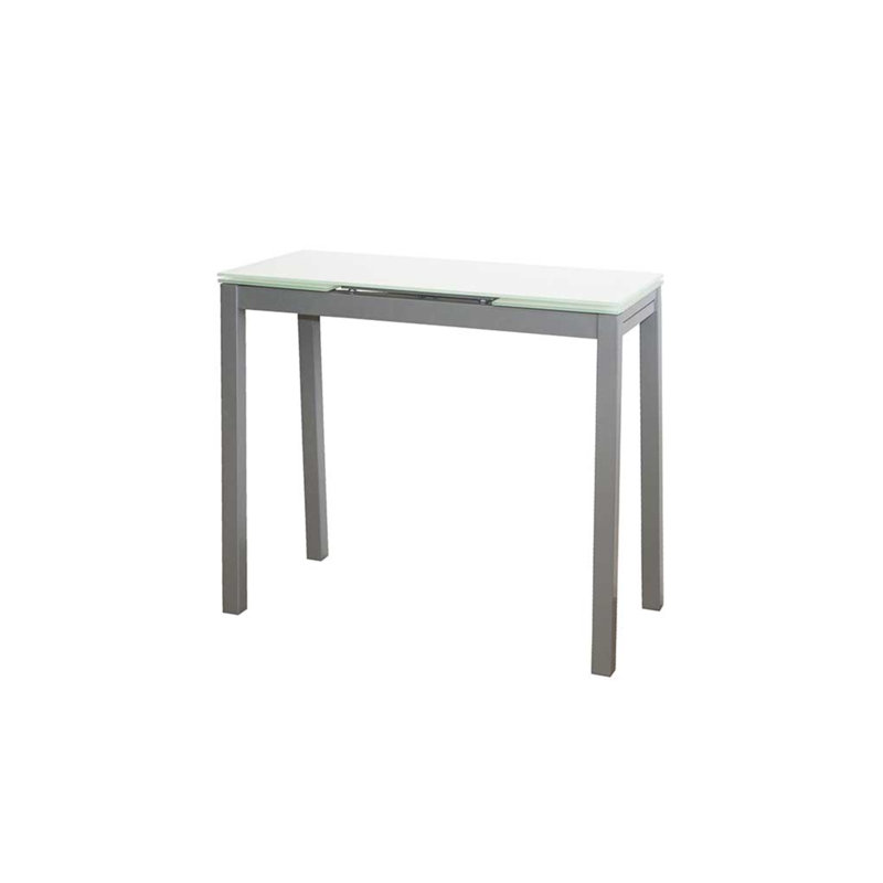 Grafals Extendable Glass Top Metal Base Dining Table, White