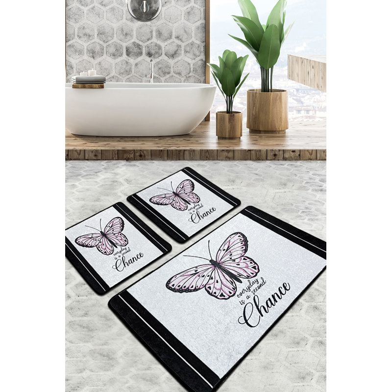 Luxurious Bathmat Set (3 Pieces), Soft Polyester, 23.6 x 39.4 inches (1 Piece) & 19.7 x 23.6 inches (2 Pieces) | Antibacterial, Non-Slip Underside, 20.5 oz/sq ft | Machine Washable & Durable, Perfect for Elegant Bathrooms